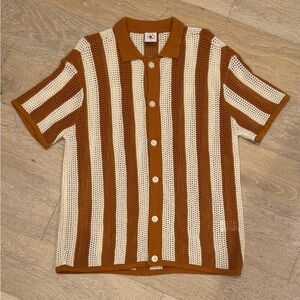 Dandy Del Mar - The Dominica Crochet Shirt - Burnt Sienna Stripe